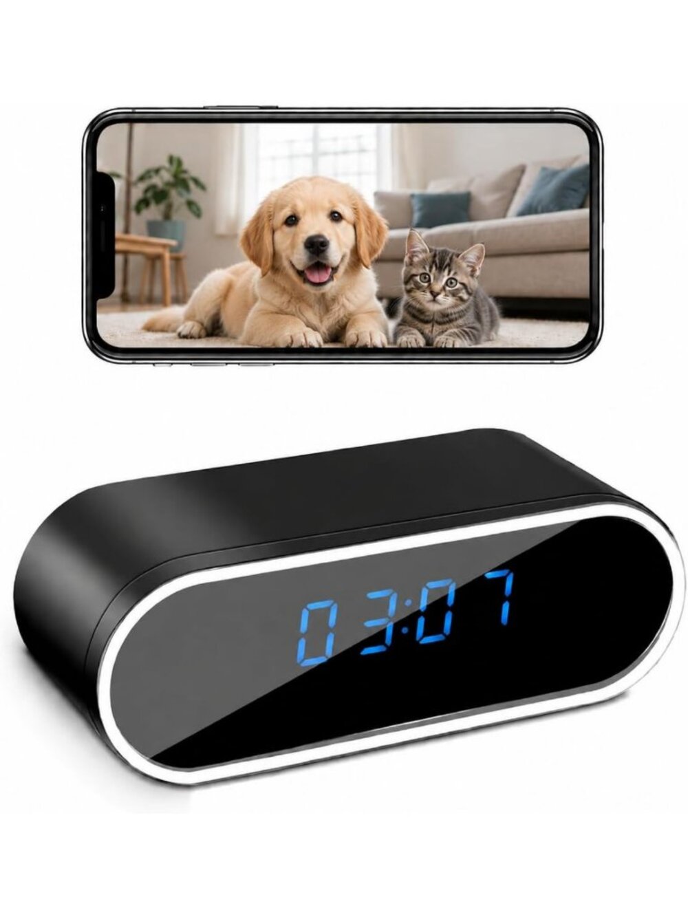 1080P HD WiFi Clock Camera - Indoor Wireless Security, Motion Detection, Night